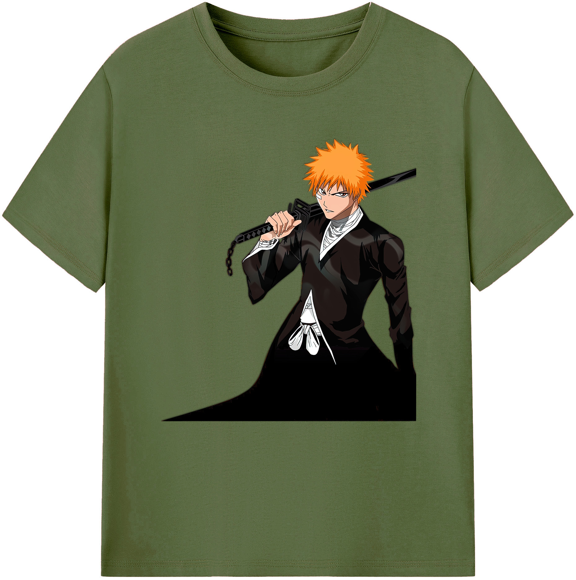 （画像用） ブリーチ 黒崎一護（くろさき いちご）BLEACH Kurosaki Ichigo 綿100％半袖Tシャツ（フロントプリント）